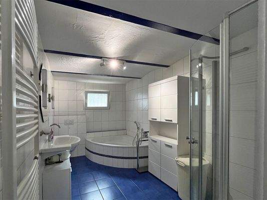 Tageslichtbad mit Wanne und Dusche