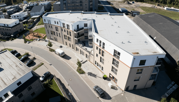 Moderne Wohnanlage von oben