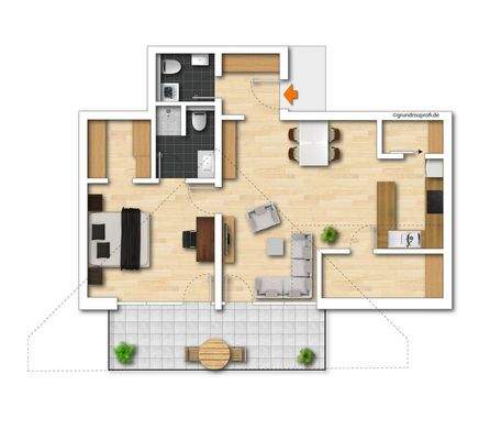 Grundriss Whg. B10, 2-Zimmer-Wohnung