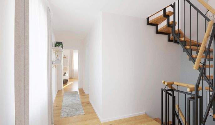 Heller und freundlicher Flur im Obergeschoss