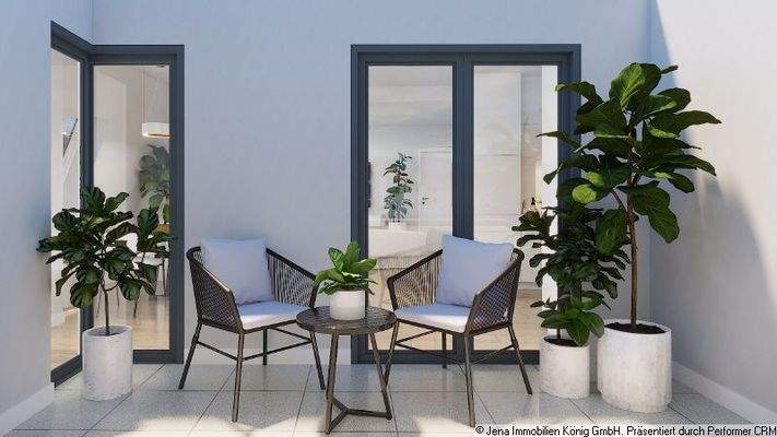 Visualisierung Dachterrasse vom Kochbereich