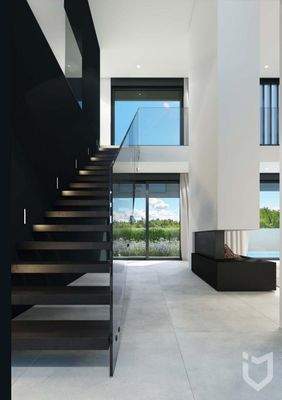 Freischwebende Treppe/Kamin