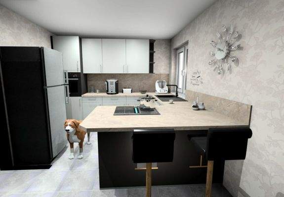 neue Küche mit Halbinsel