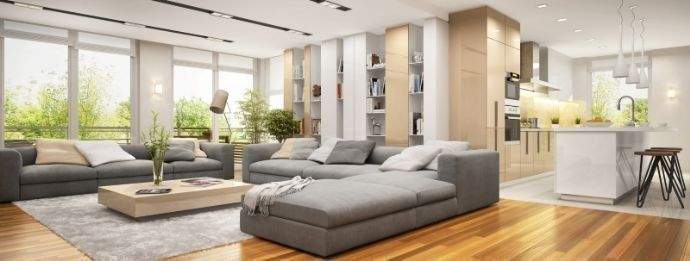 Wohn-Essbereich mit offener Küche (Stimmungsbild)