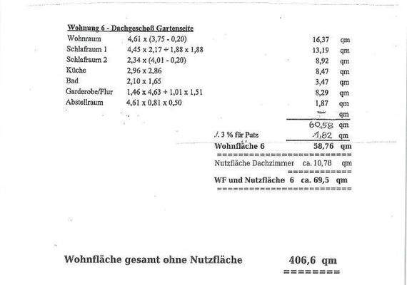 Wohn-Nutzflächen Whg.6
