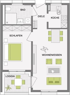 Grundriss Wohnung 1, 6, 13