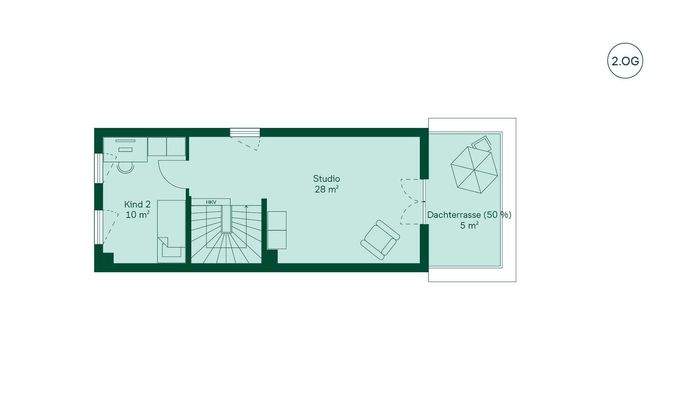 Helles und komfortables Obergeschoss mit angrenzen