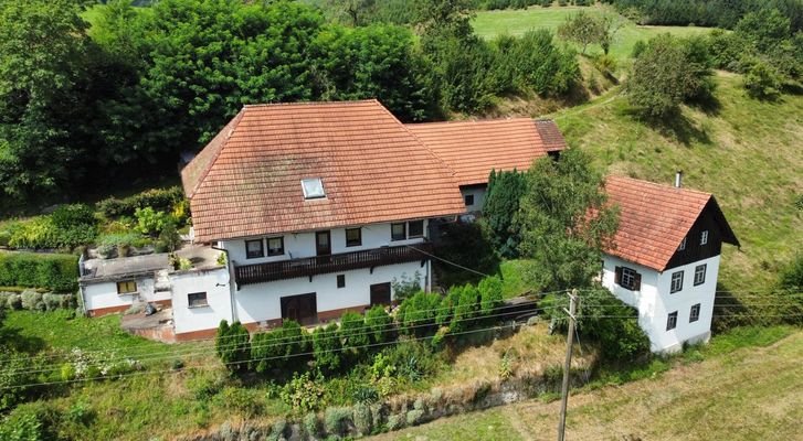 Das Wohnhaus mit Ökonomieanbau und Leibgedinghaus, in sonniger Hanglage