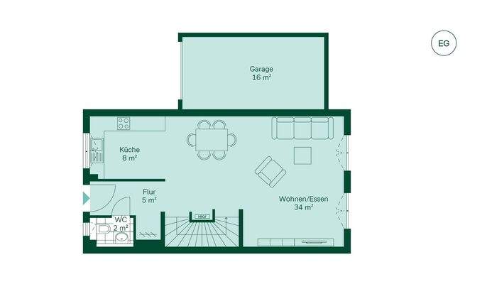 Grundriss Erdgeschoss mit Garage