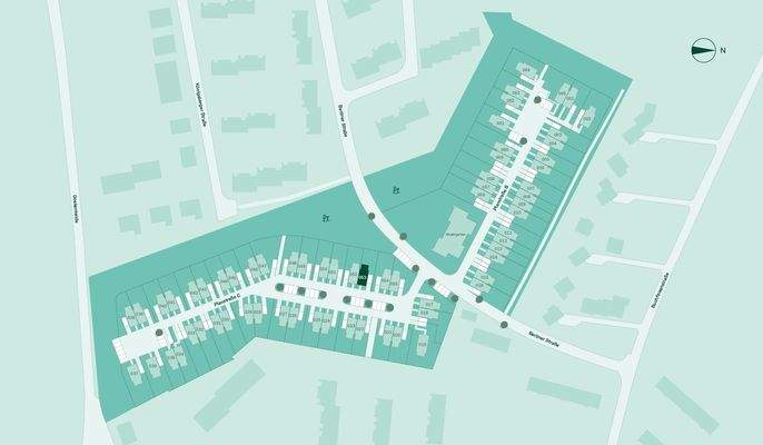 Lage des Doppelhauses im Neubauprojekt Heidegärten
