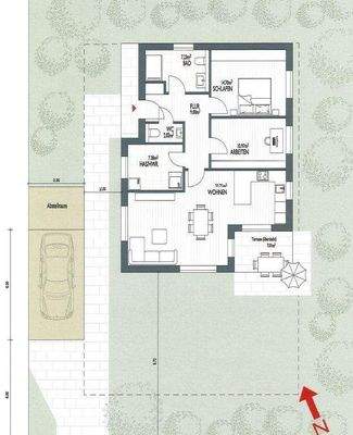 Grundriss, 3-Zimmer, ca. 85 m² (Variante B)