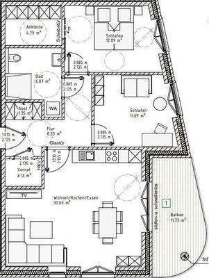 Grundriss Whg. 6 Gebäude 2