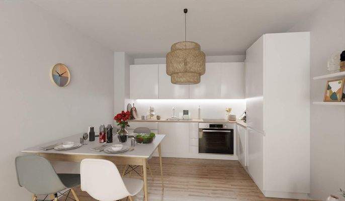 Die offene Wohnküche lädt zum gemeinsamen Kochen ein