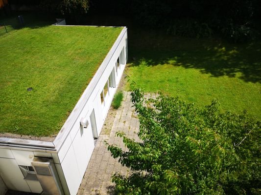 Blick auf das Hallenbad mit Terrasse