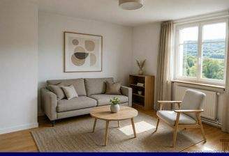 helles und geräumiges Wohnzimmer - möbliert durch KI