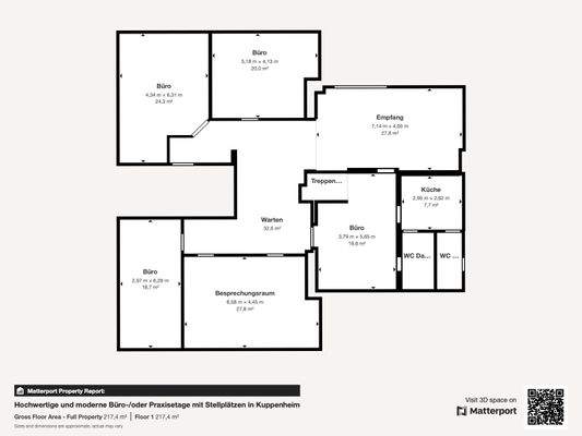 Grundriss mit Maßen Matterport