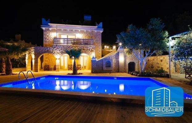 Kreta, Kamilari: Steinvilla mit Apartment und Blick auf den Kamilari-Hügel