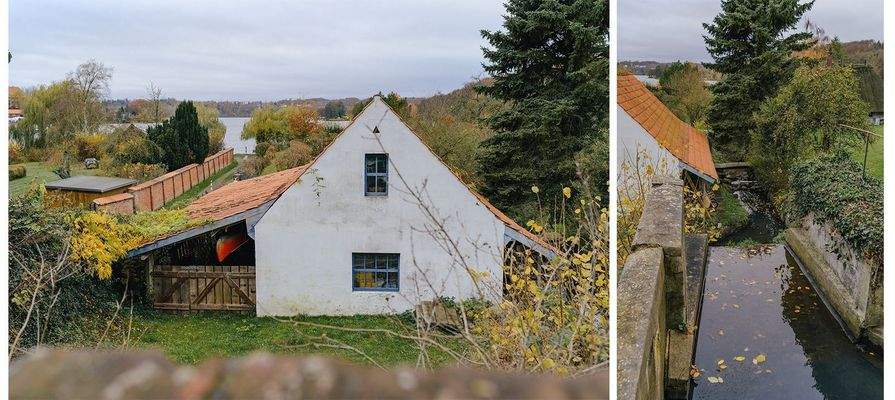 Wasserfall u. Garagenhaus von der Straße