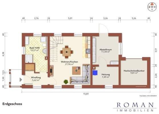 Grundriss EG mit Möblierungsvorschlag
