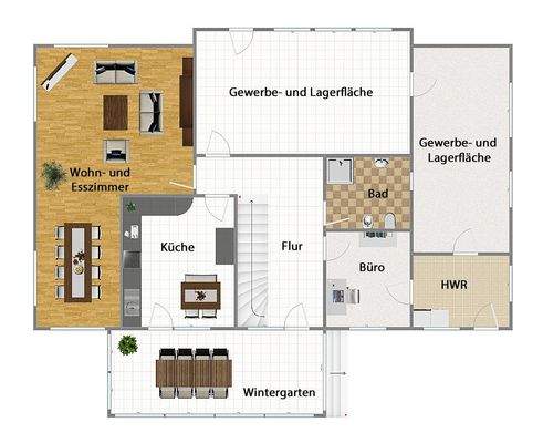 Grundriss Erdgeschoss (nicht maßstabsgetreu)