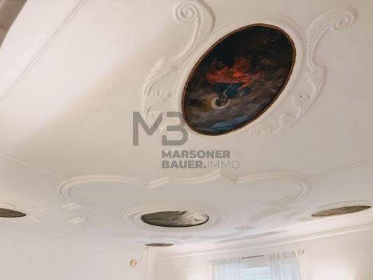 Detail Stuckdecke mit Malereien - dettaglio soffitto con stucchi e pitture