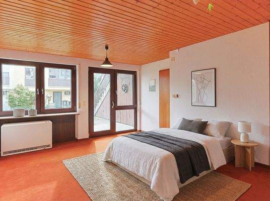 Helles Schlafzimmer im Gartengeschoss (visualisiert)