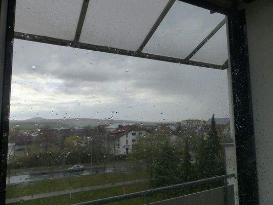 Blick vom Balkon in Richtung Collm bei jedem Wetter