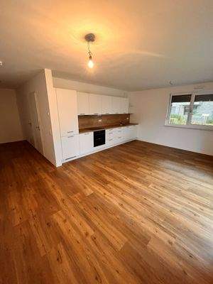 Wohnzimmer mit offener Küche