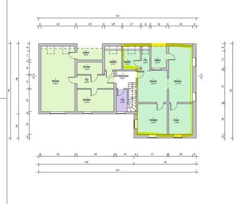 Grundriss der Wohnung (gelb um
