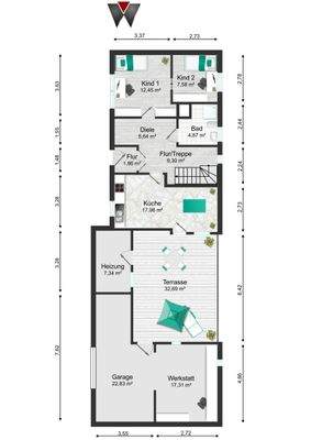 Erdgeschoss mit Nebengelassen