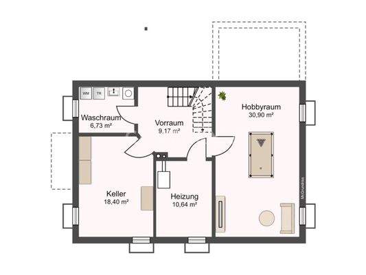 Grundriss vom Kellergeschoss
