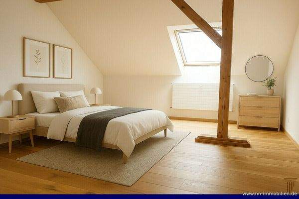 gut möblierbares Schlafzimmer - möbliert durch KI