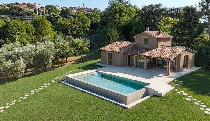 Projekt 01 für Hausbau mit Pool