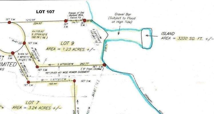 Vermessungsplan Lot 9 mit Insel