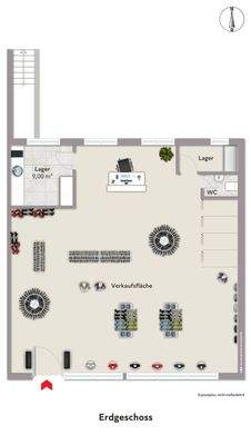 Grundriss, Mustermöblierung