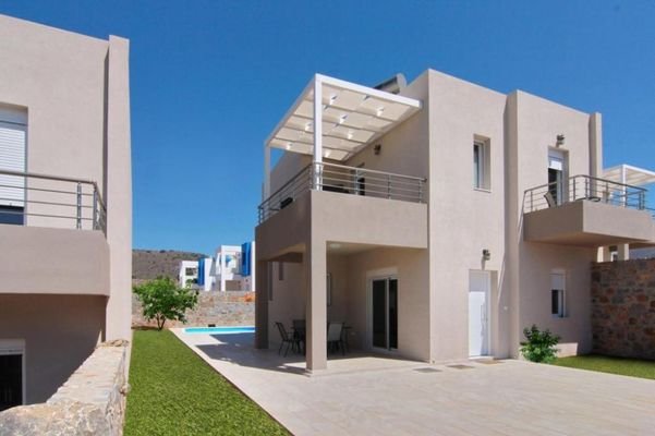 Kreta, Kounali: Moderne Villa mit 3 Zimmern, Pool und Meerblick zu verkaufen