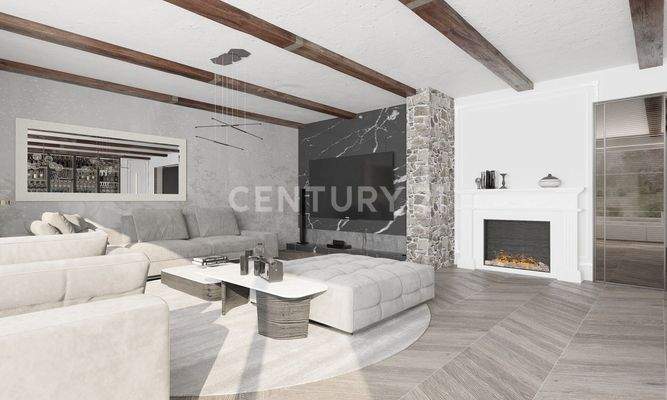 EG Wohnzimmer mit Kamin Visualisierung