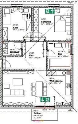 Grundriss Obergeschoss Wohnung 4