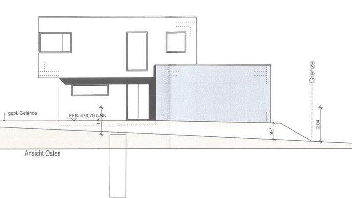 Ansicht Ost mögliche Bebauung