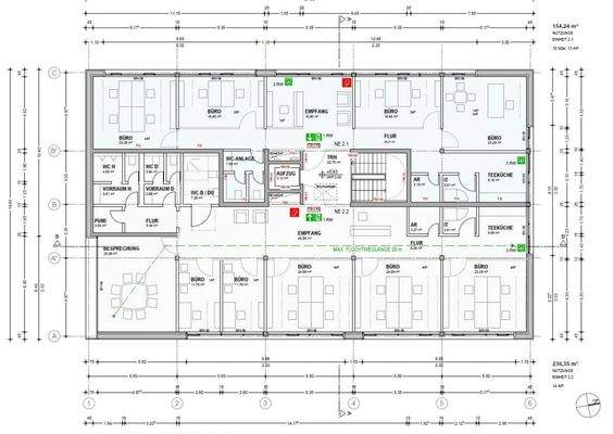 2.OG Flächen ca.230m² (Fläche B)  u. 150m² (Fläche C)
