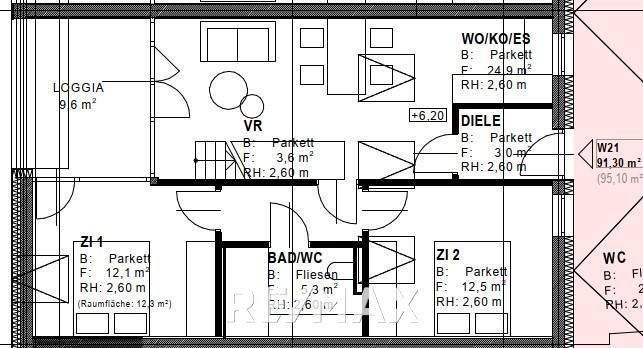 Grundriss Top 21/2. OG