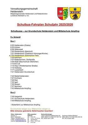 Schulbus-Fahrplan 2025-2026