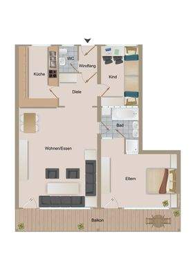 Grundriss im Erdgeschoss