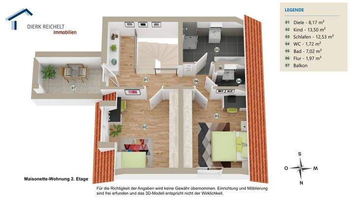 Maisonette-Wohnung obere Etage