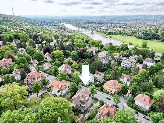 Lage des Hauses am Elbhang