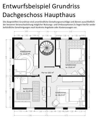 Entwurfsbeispiel Grundriss Dachgeschoss