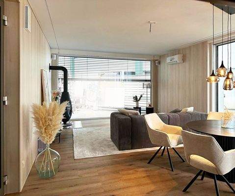 Kamin + Beamer/Leinwand