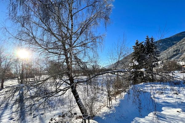 Schneelandschaft mit Bergpanorama