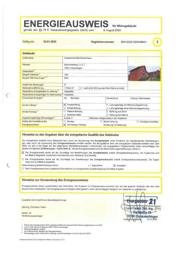 Energieausweis Spannerstrasse 3/5/7, 79801 Hohentengen gültig bis 30.01.2035