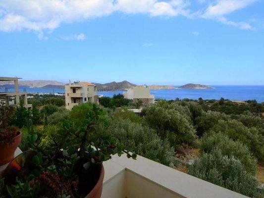 Kreta, Schisma Eloundas: Moderne Villa mit Gästewohnung, in exklusiver Lage, mit Meerblick, zu verkaufen